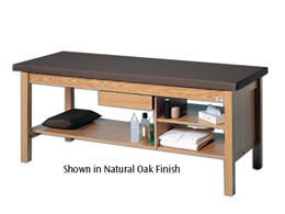 Hausmann Ind. Treatment Table w/ Drawer and Storage Shelf, Natural Oak, W42704, Treatment Tables