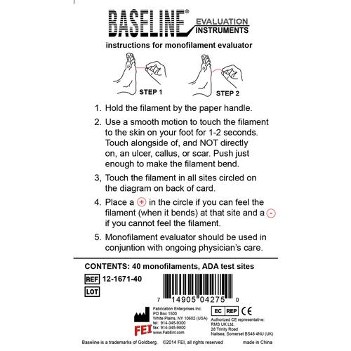 Disposable Baseline Tactile monofilament evaluator, 5.07 (10 gram), 40 each (ADA), 3009548, Body Composition and Measurement