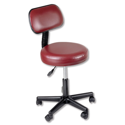 Pneumatic Stool - Burgundy with Back, W50255, Stools and Chairs