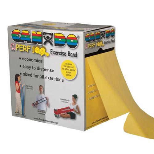 Cando Perf 100 Latex Free Exercise Bands, 100 yd X-light, Yellow | Alternative to dumbbells, 1013920 [W54641], Exercise Bands