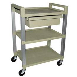 Three Shelf Poly Cart with Drawer, W56110D, Medical Carts