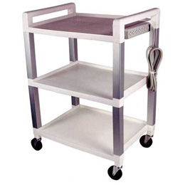 Three Shelf Poly Cart with Power Strip, W56110P, Massage Carts