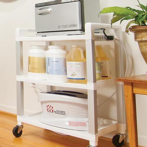 Three Shelf Poly Cart with Power Strip, W56110P, Acupuncture Carts